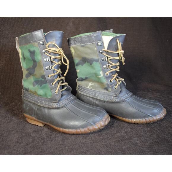 LaCrosse Waterproof Duck Boots Camo Fabric/Rubber Steel  Shank Womens 7/Youth5.5 - Picture 1 of 10